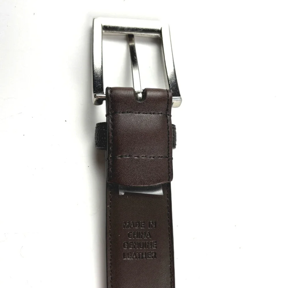 Stacy Adams Leather Belt Mens 38 Brown Textured Detail Classic Office Formal
